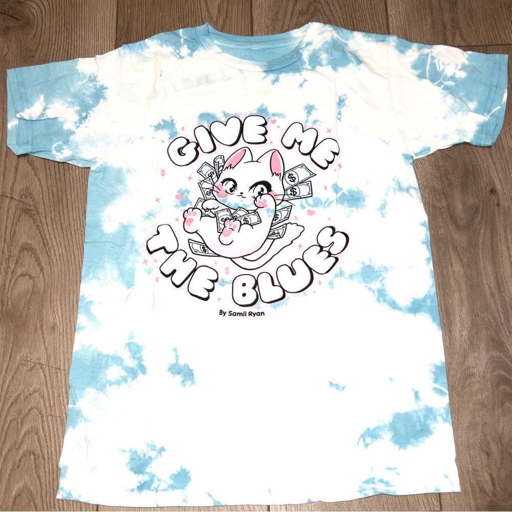 NIP By Samii Ryan Give Me The Money Lucky Cat Tie Dye T-Shirt Size Small